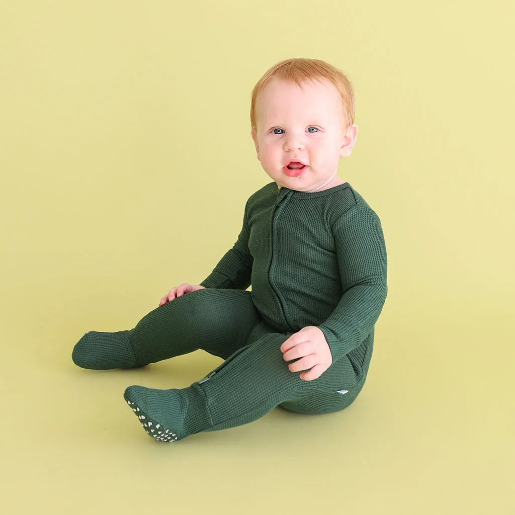 Posh Peanut Pine Waffle Zippered Footie