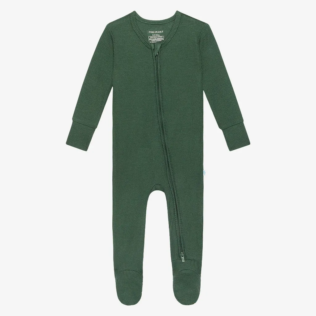 Posh Peanut Pine Waffle Zippered Footie
