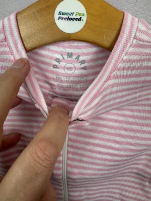 Primary Organic Sleepsuit - Fine stripes, Pink (New) newborn, 0-3m