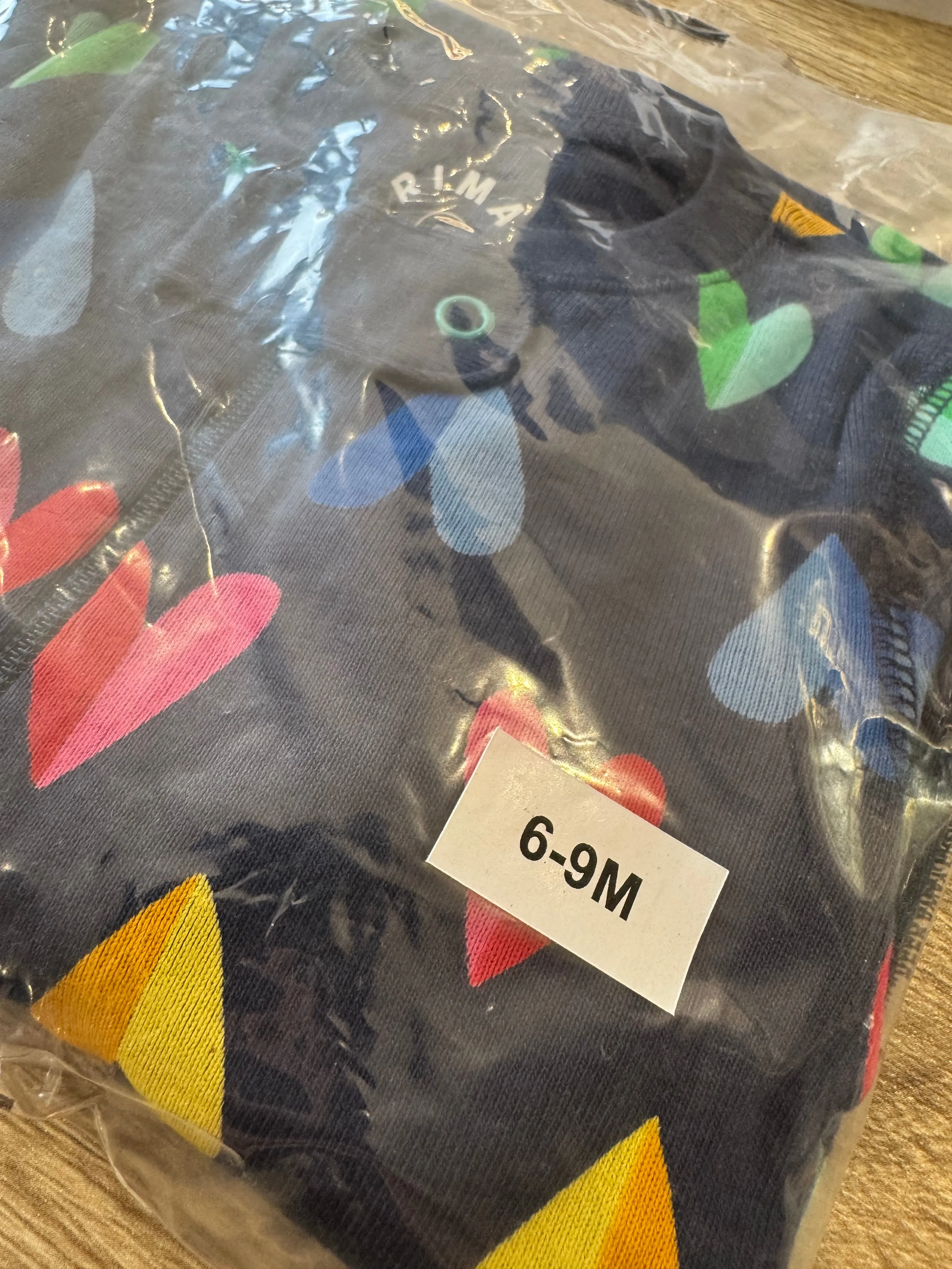 Primary Organic Sleepsuit - Navy Split Hearts (New) 0-3m, 6-9m, 12-18m