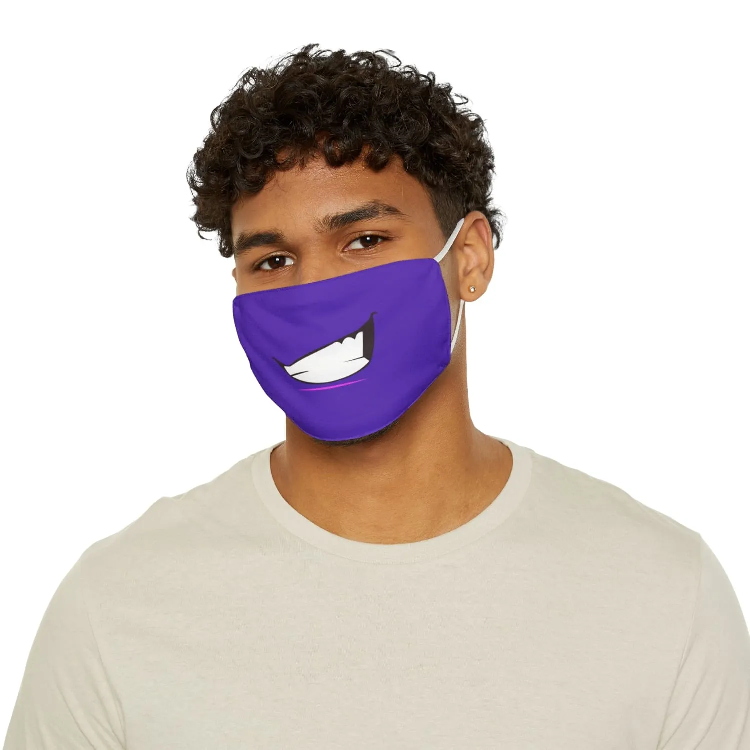 Purple Toothy Grin Snug-Fit Fabric Face Mask