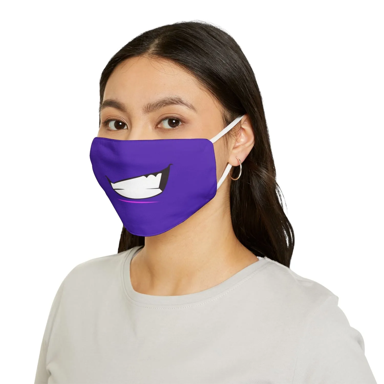 Purple Toothy Grin Snug-Fit Fabric Face Mask