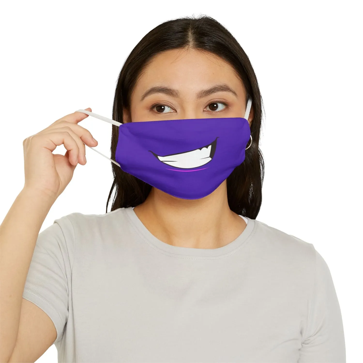 Purple Toothy Grin Snug-Fit Fabric Face Mask