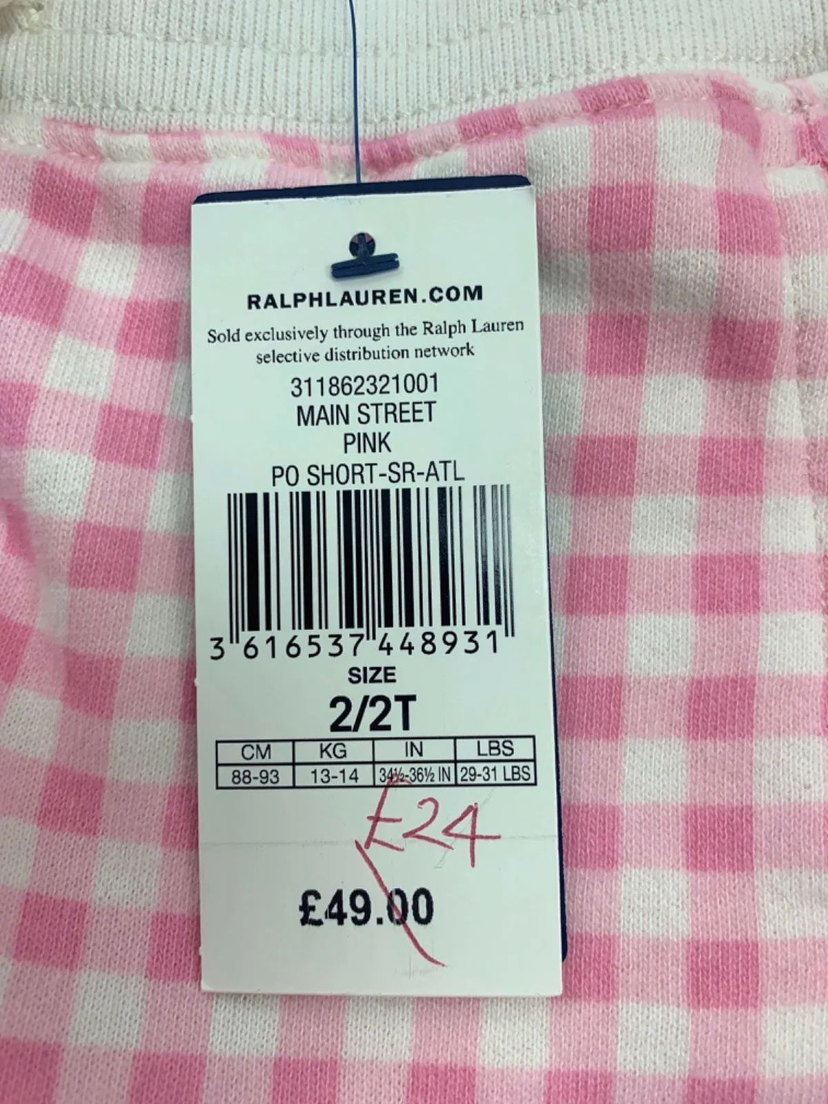 Ralph Lauren Pink Gingham Shorts 2 Years
