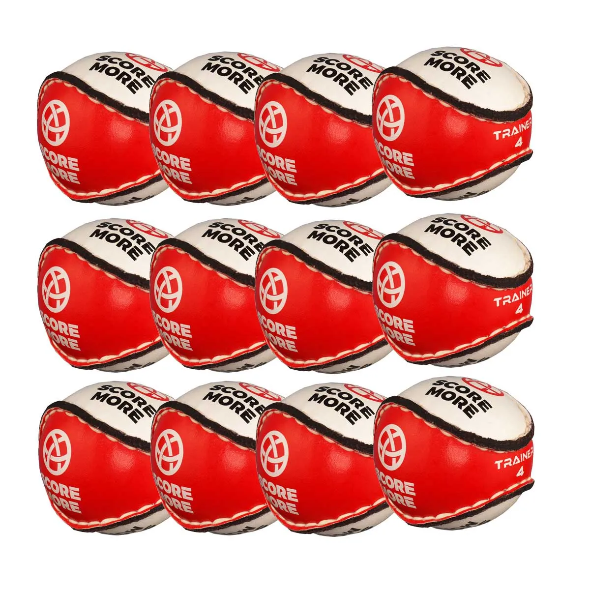 Score More Training Sliotar Size 4 Red & White Pack of 12