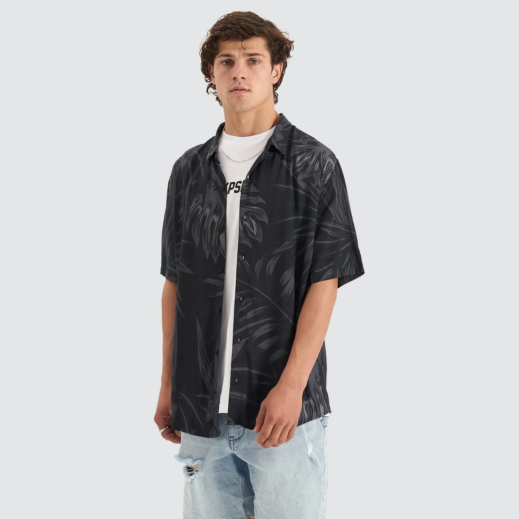 Selector Relaxed Short Sleeve Shirt Black Print