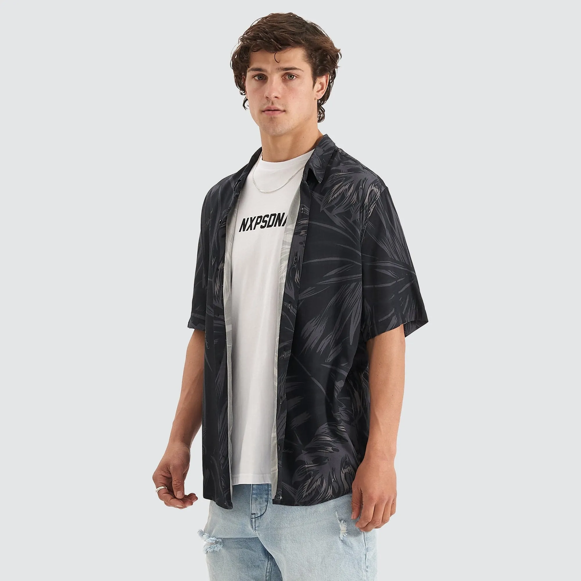 Selector Relaxed Short Sleeve Shirt Black Print
