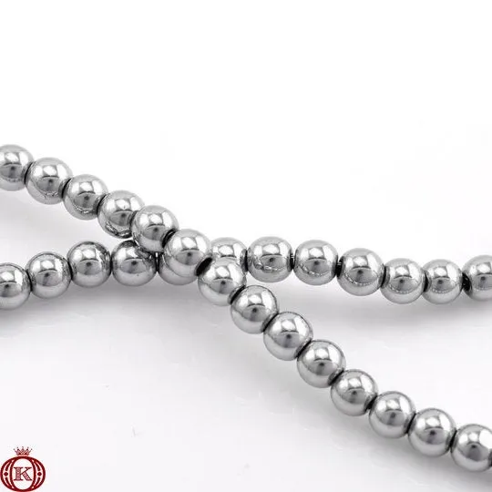Silver Hematite Beads Smooth Round