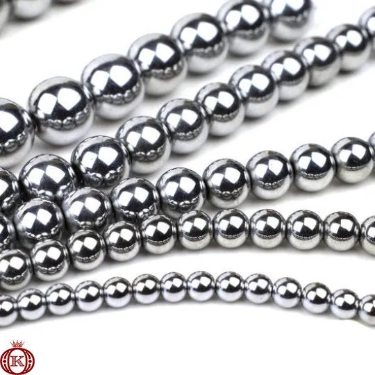 Silver Hematite Beads Smooth Round