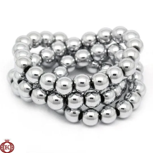Silver Hematite Beads Smooth Round