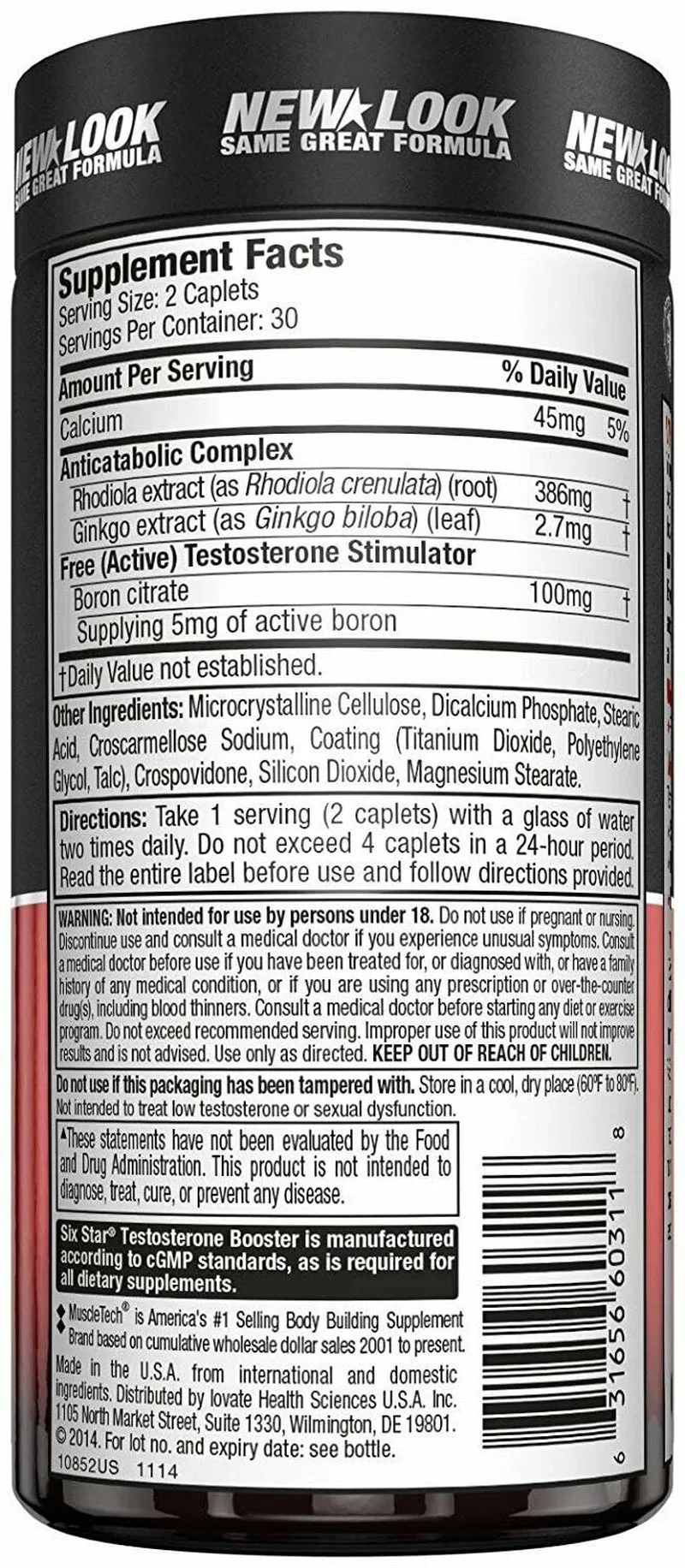 Six Star Testosterone Booster Elite Series Caplets 60 Each