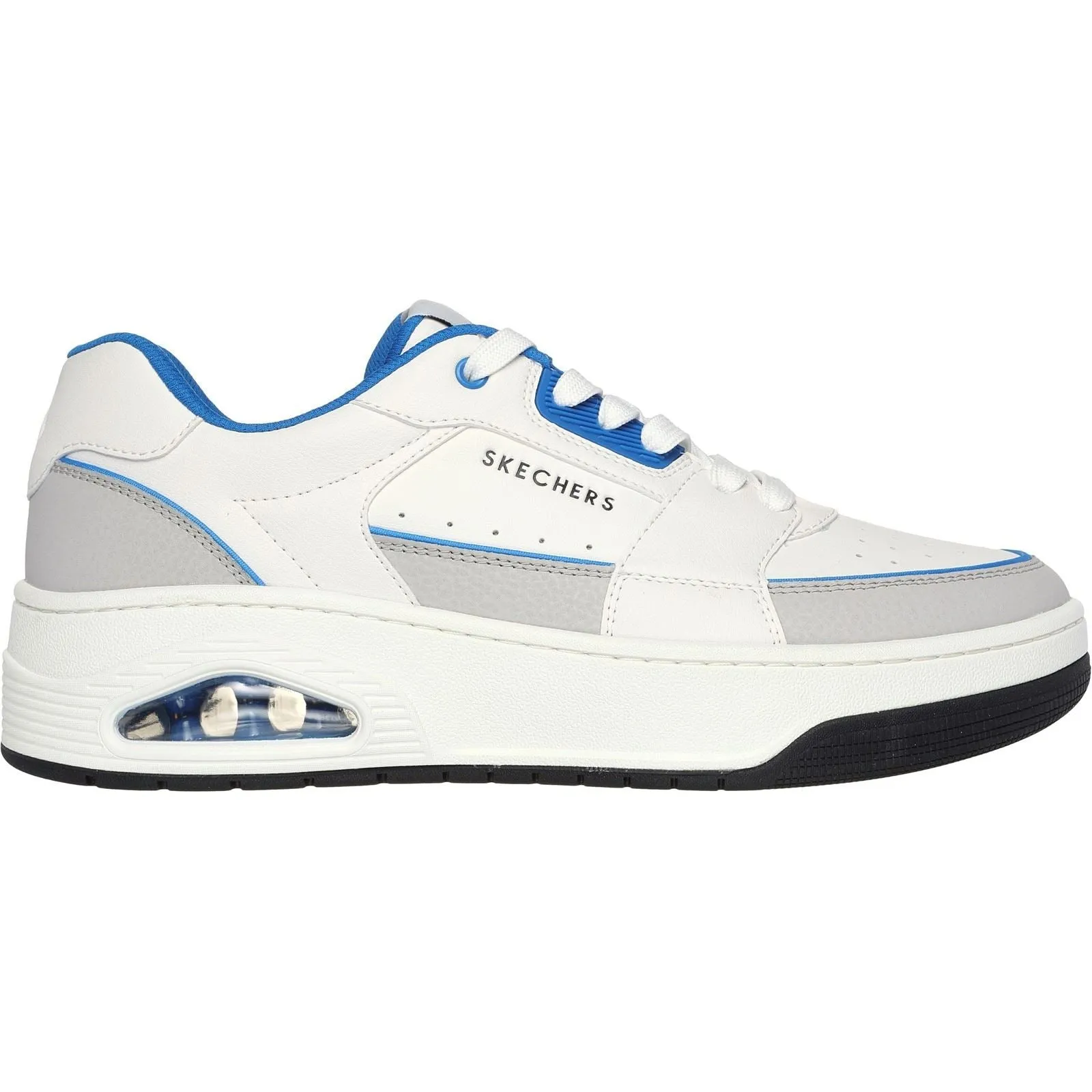 Skechers Men Trainers - Uno Court Low-Post in White/Blue, 6-12 - GAR183140