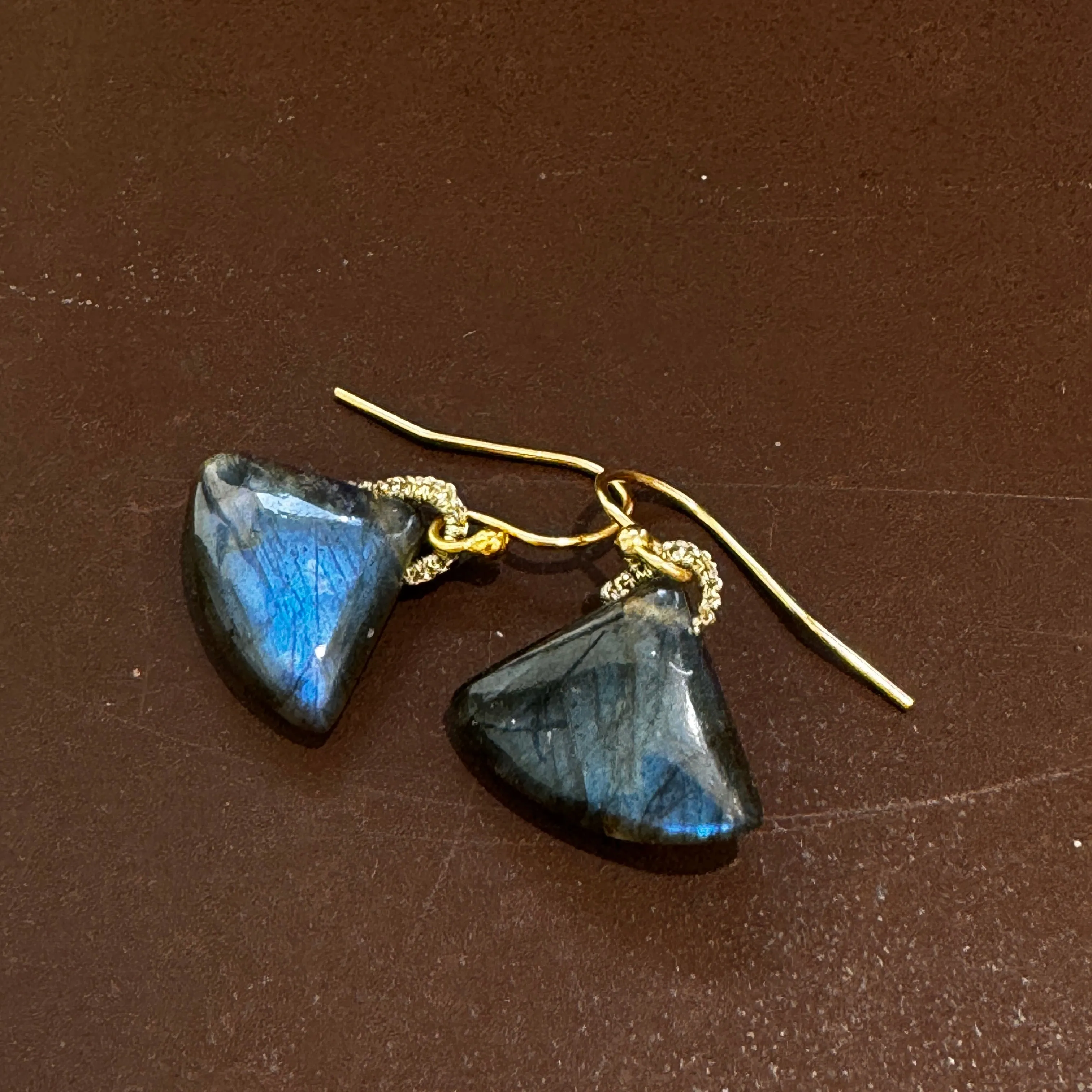 Smooth Labradorite Fan Earrings