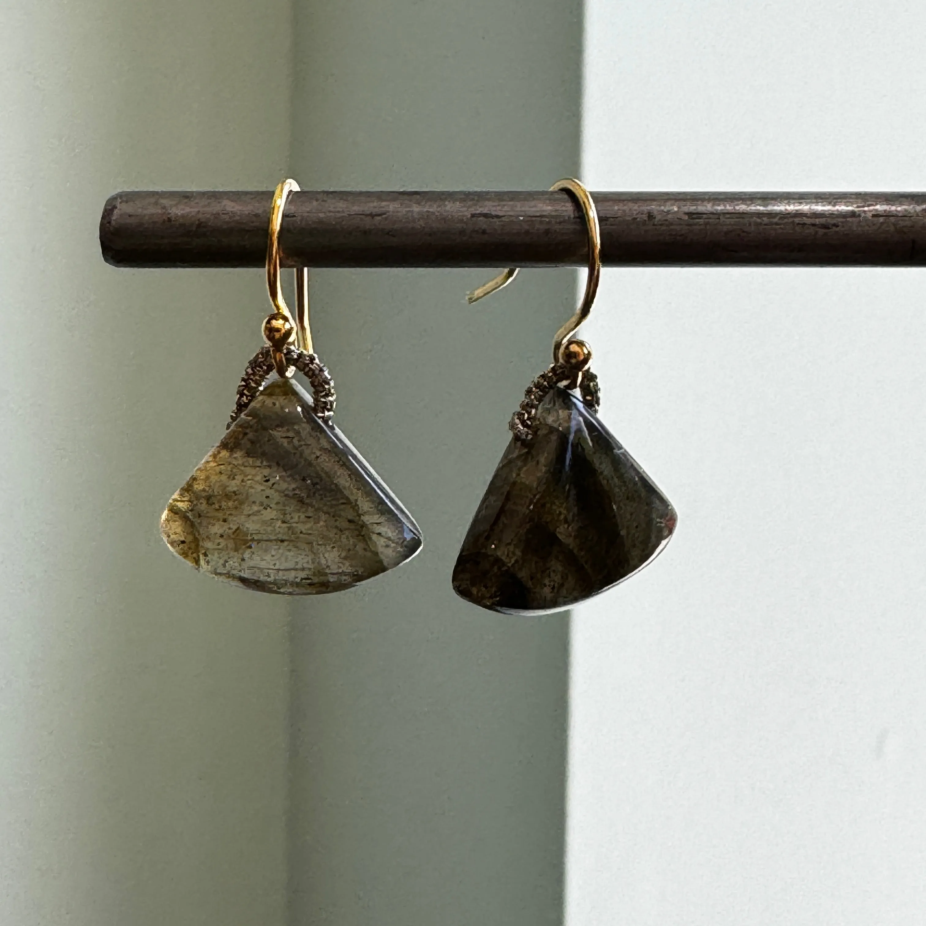 Smooth Labradorite Fan Earrings