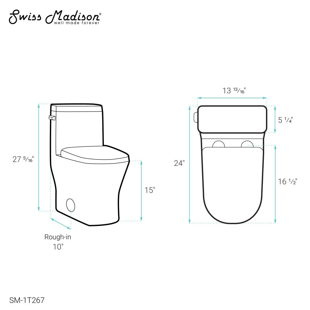 Sublime II One-Piece Round Toilet with Left Side Flush, 10" Rough-In 1.28 gpf