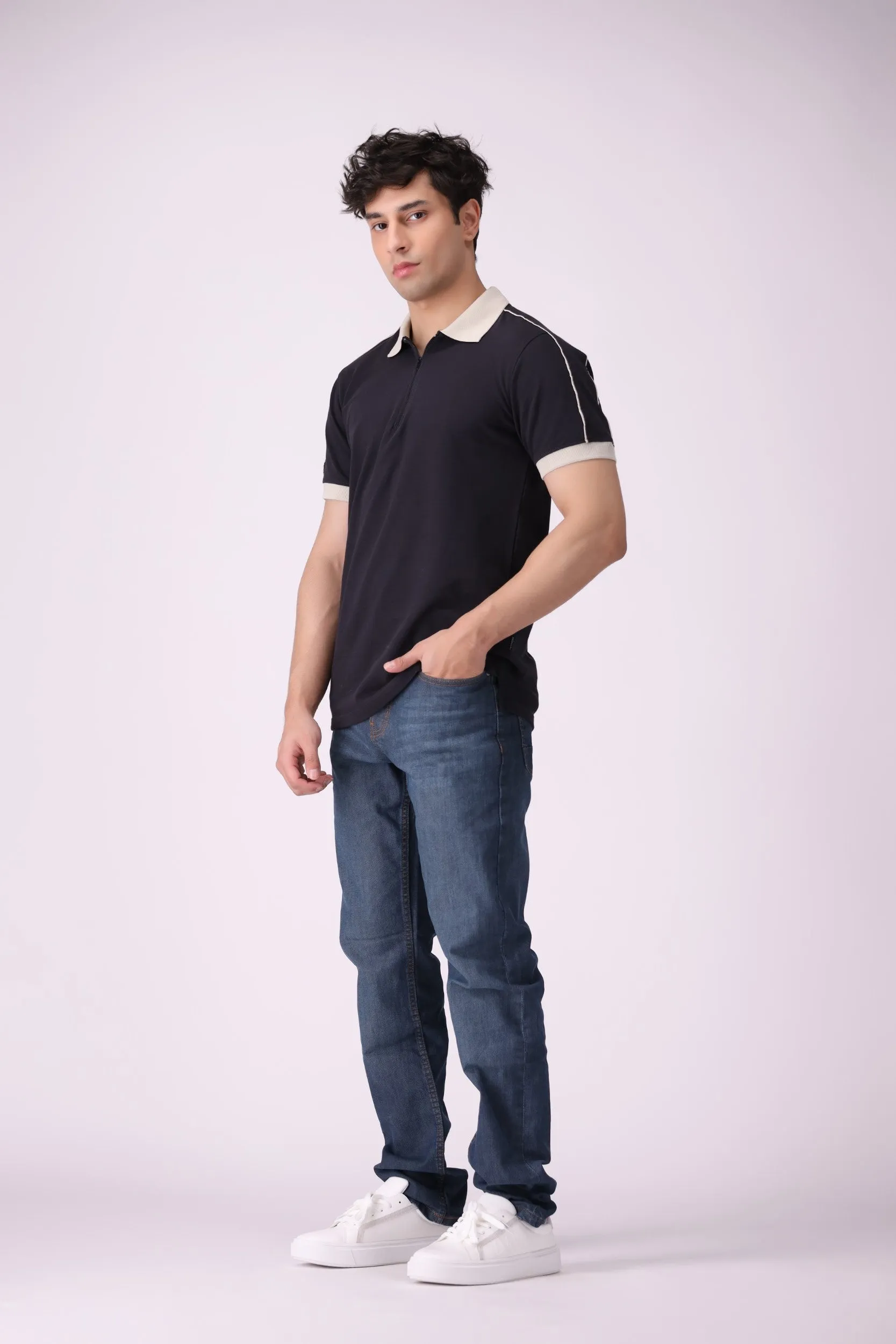 SunZip Black Polo Shirt