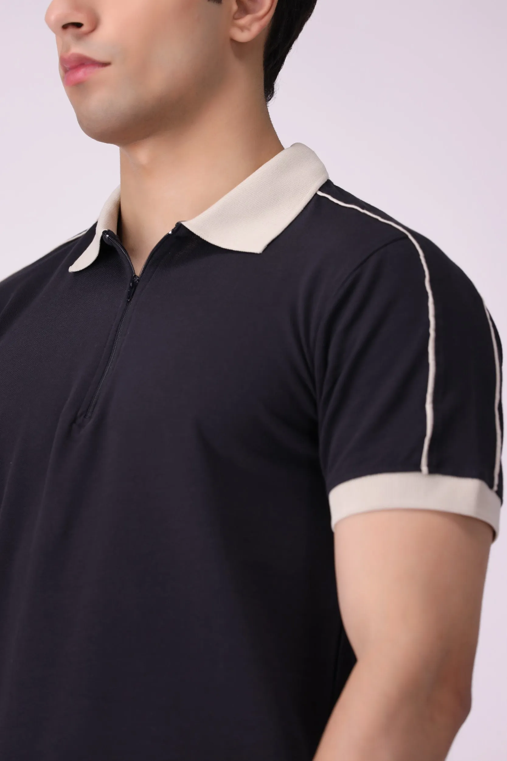 SunZip Black Polo Shirt