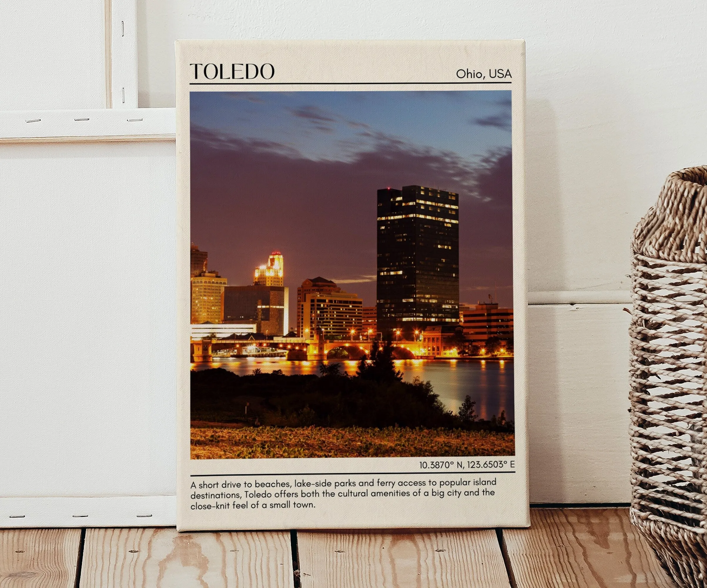 Toledo Minimal Wall Art, Ohio, USA