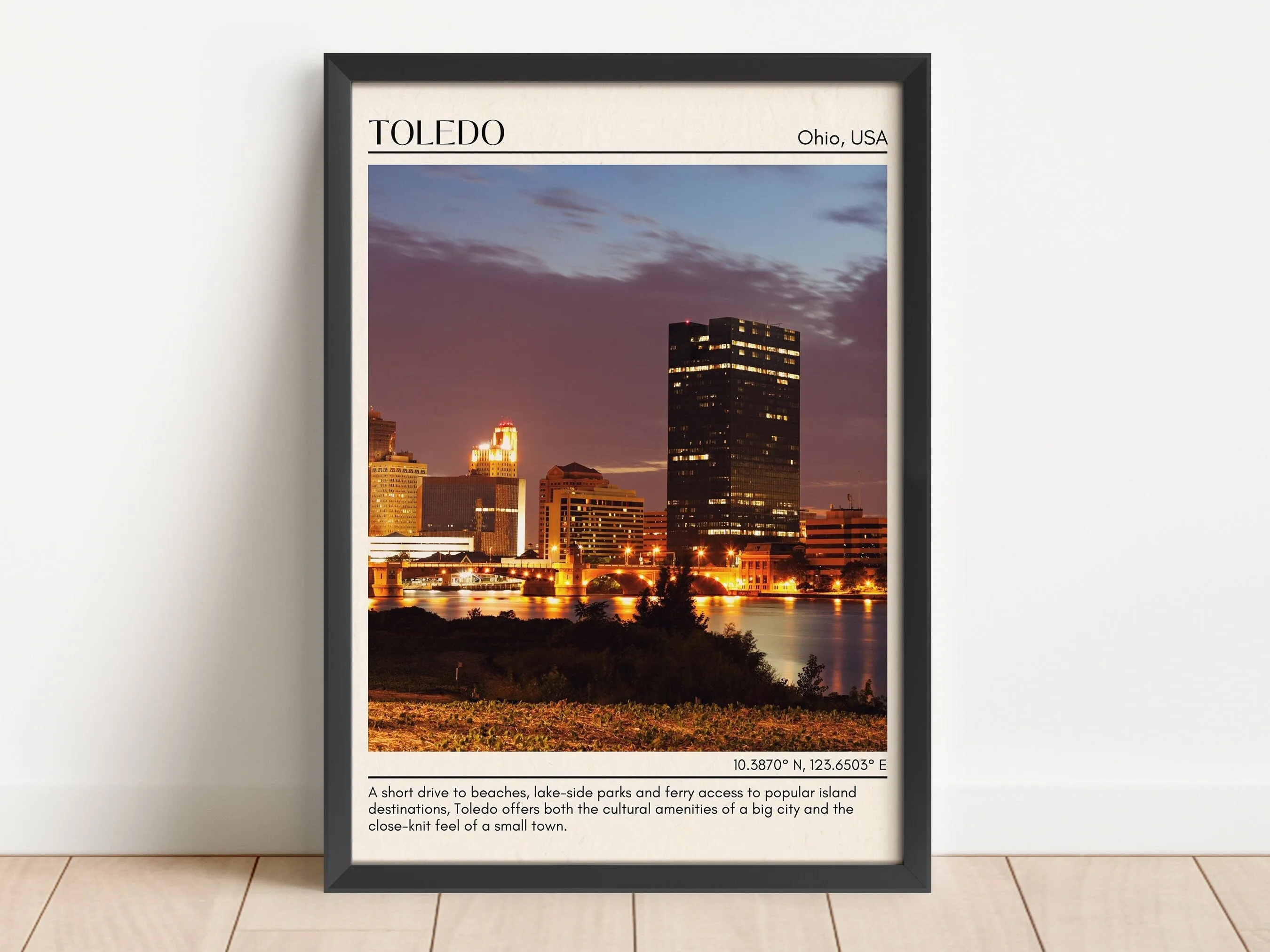 Toledo Minimal Wall Art, Ohio, USA