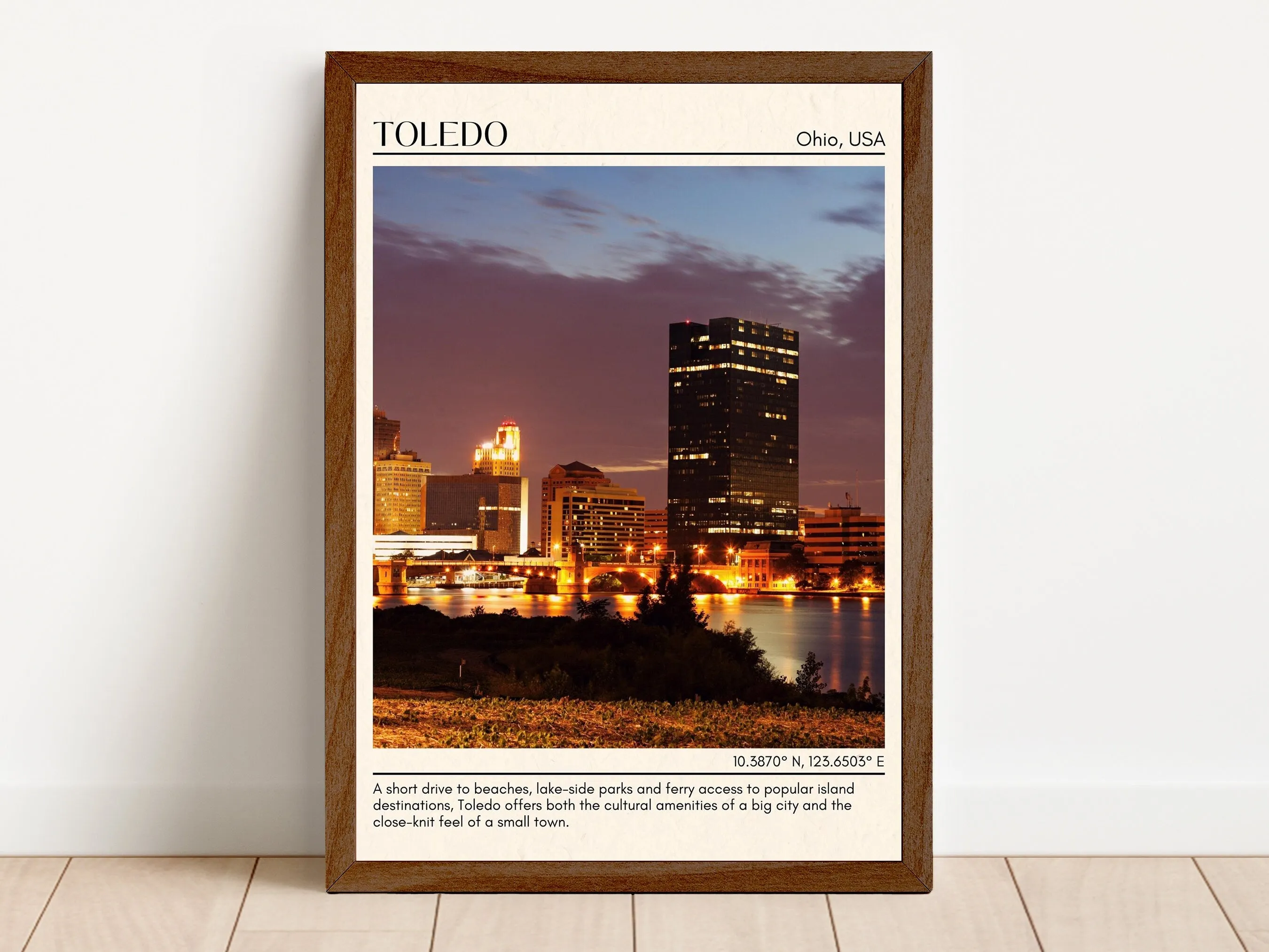Toledo Minimal Wall Art, Ohio, USA