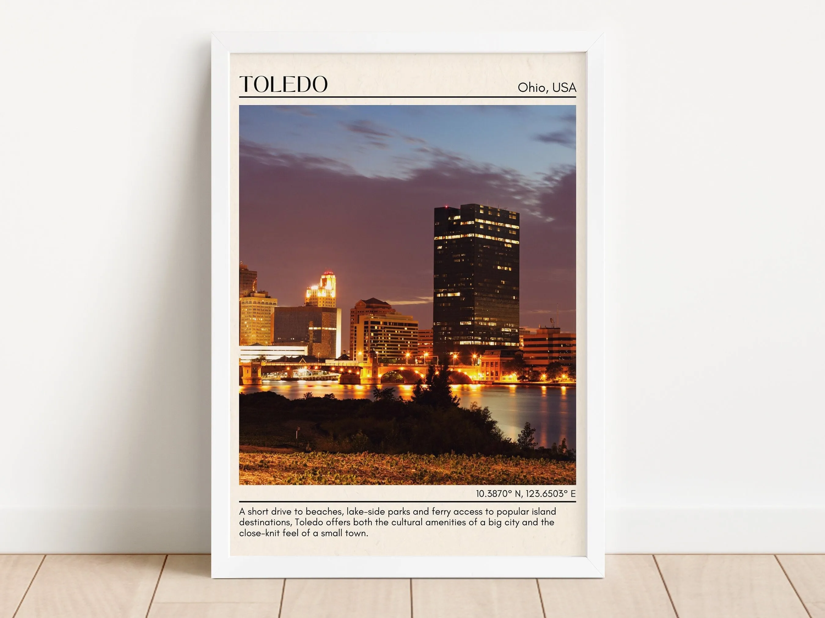 Toledo Minimal Wall Art, Ohio, USA