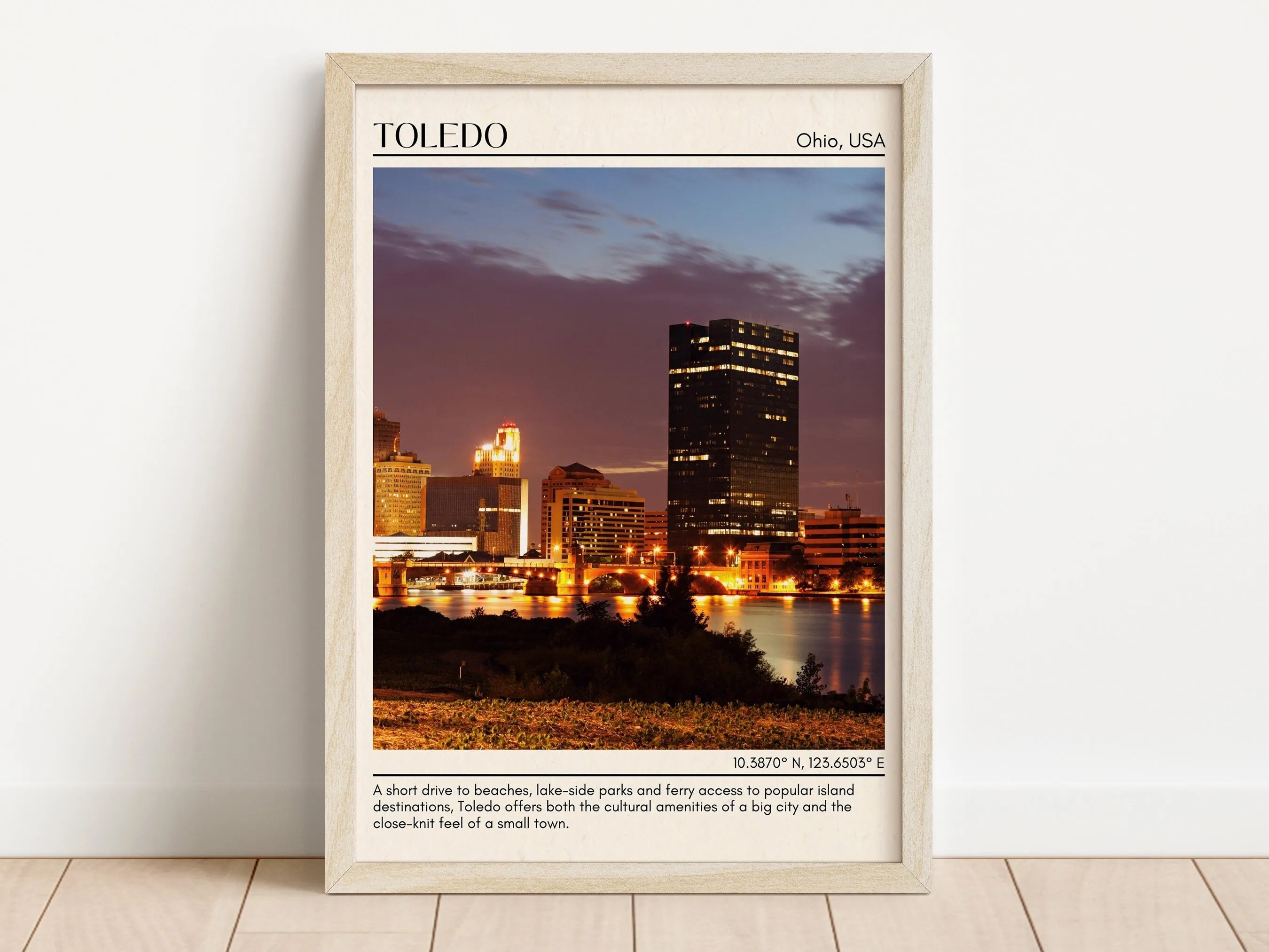 Toledo Minimal Wall Art, Ohio, USA