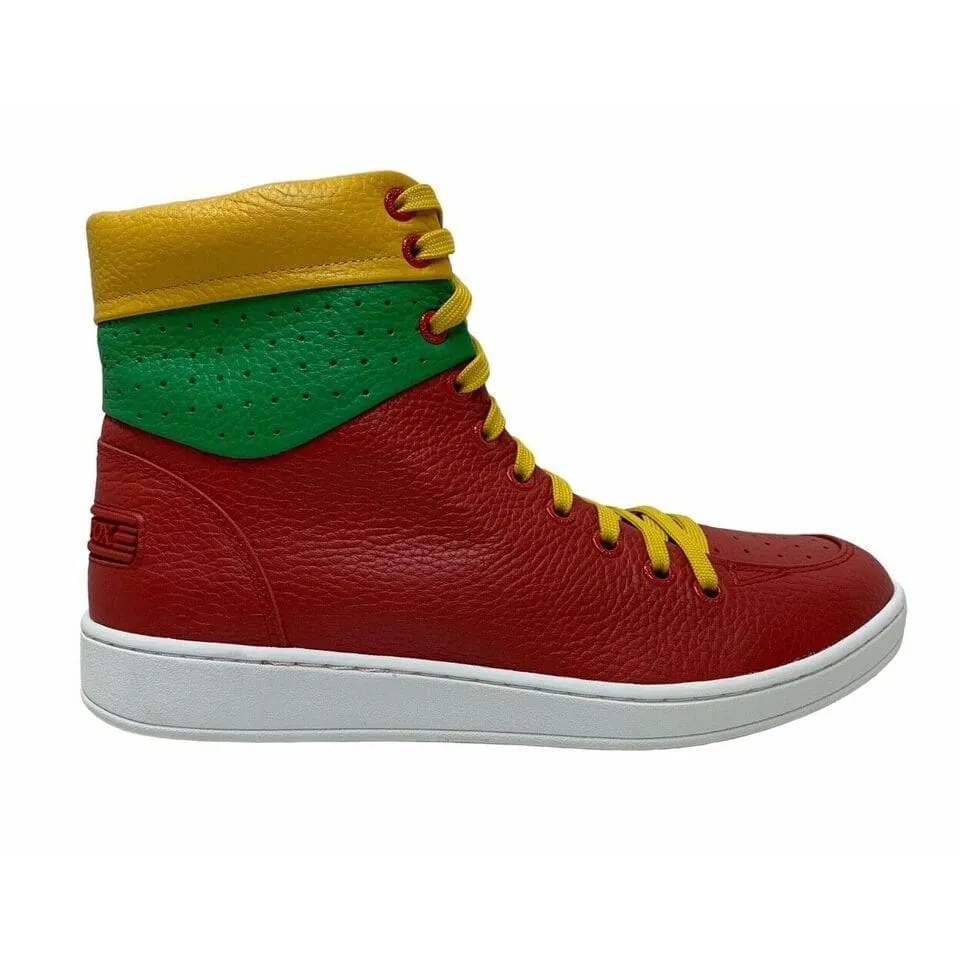 Travel Fox 900 Men's Red Yellow and Green Leather High Top Sneakers 916101 33