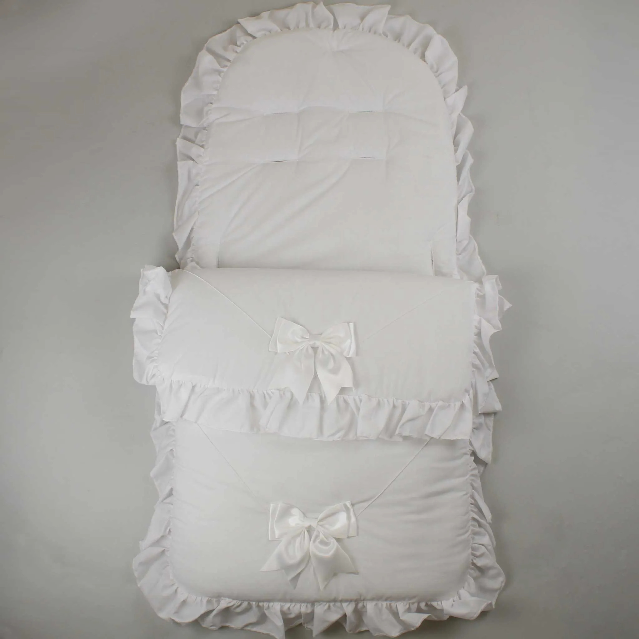 White Footmuff / Cosy Toes With Satin Bows
