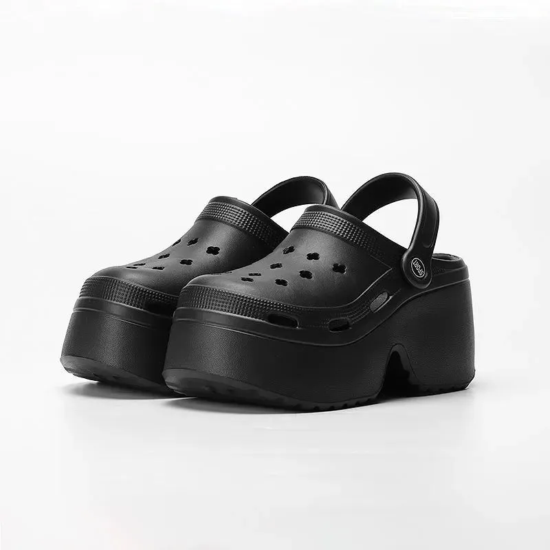 Women Clogs 2025 New Arrival 9CM Non-Slip Sandals Fashion EVA Slippers Beach Outdoor Comfortable Height Increasing Shoes