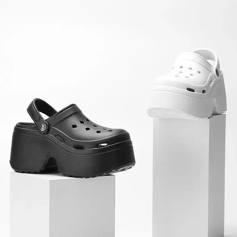 Women Clogs 2025 New Arrival 9CM Non-Slip Sandals Fashion EVA Slippers Beach Outdoor Comfortable Height Increasing Shoes