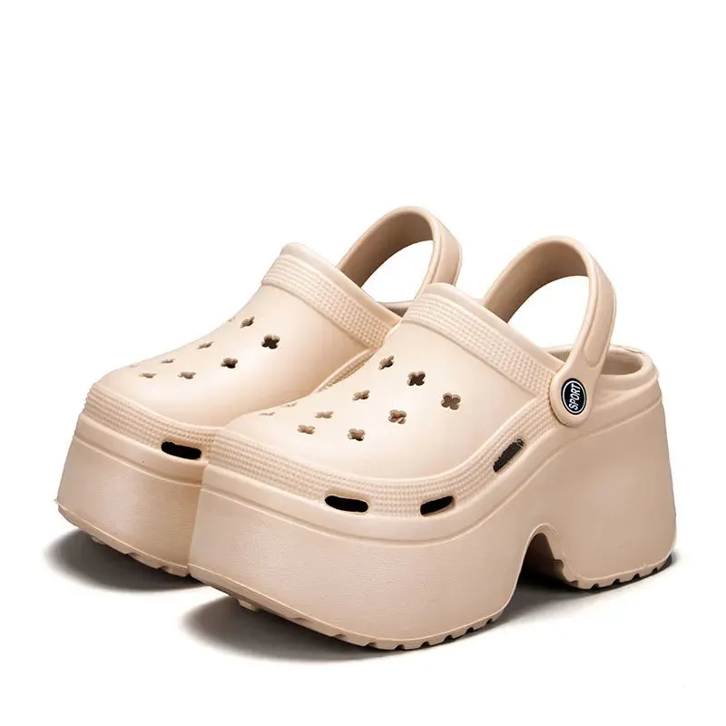 Women Clogs 2025 New Arrival 9CM Non-Slip Sandals Fashion EVA Slippers Beach Outdoor Comfortable Height Increasing Shoes