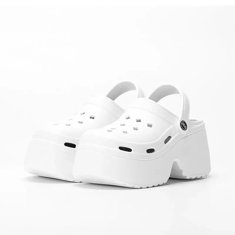 Women Clogs 2025 New Arrival 9CM Non-Slip Sandals Fashion EVA Slippers Beach Outdoor Comfortable Height Increasing Shoes