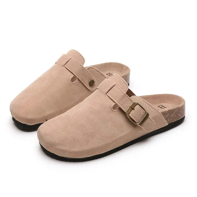 Women's Shoes Women's Closed Toe Slippers Cow Suede Leather Clogs Women's Sandals Retro Fashion Garden Mule Clog Slide 2024 New