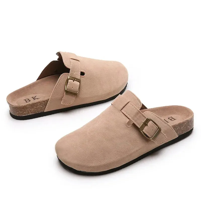 Women's Shoes Women's Closed Toe Slippers Cow Suede Leather Clogs Women's Sandals Retro Fashion Garden Mule Clog Slide 2024 New