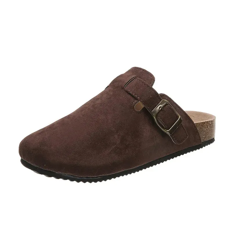 Women's Shoes Women's Closed Toe Slippers Cow Suede Leather Clogs Women's Sandals Retro Fashion Garden Mule Clog Slide 2024 New