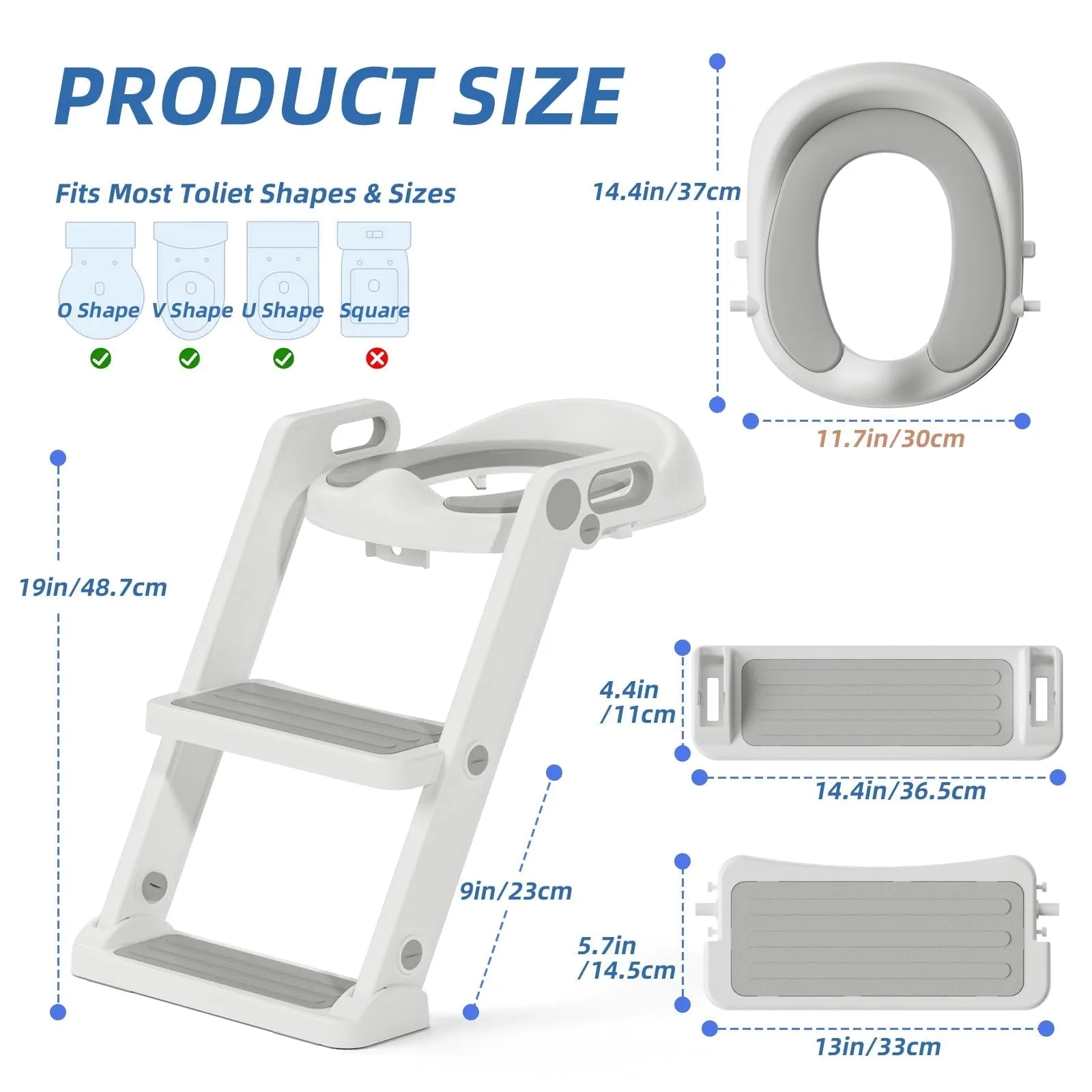 XJD Potty Training Seat for Toddler Toilet with Step Ladder for Kids Boys Girls Potty Training Toilet Adjustable Comfortable PU Safe Potty Seat with Anti-Slip Pads